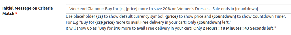 Initial Message on Criteria Match